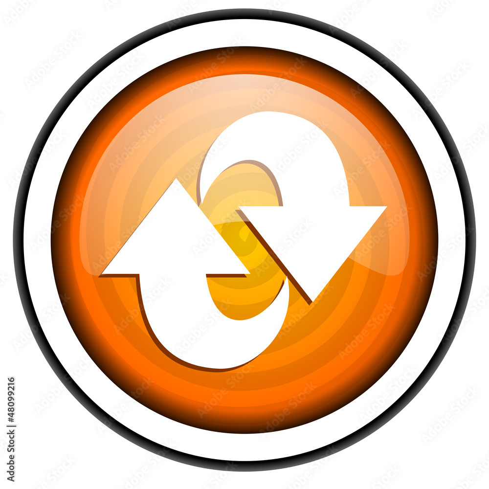 rotate orange glossy icon isolated on white background rotate orange glossy icon isolated on white background