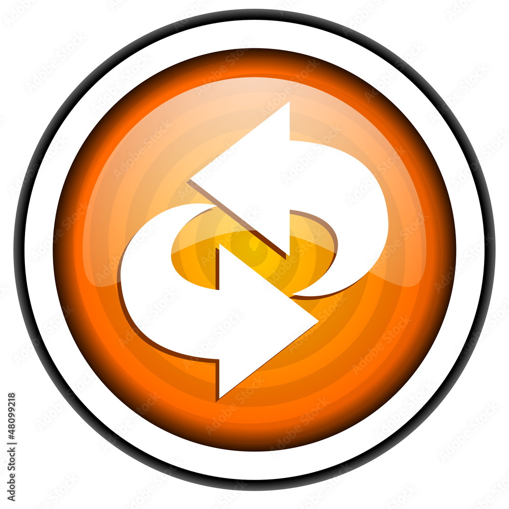 rotate orange glossy icon isolated on white background rotate orange glossy icon isolated on white background