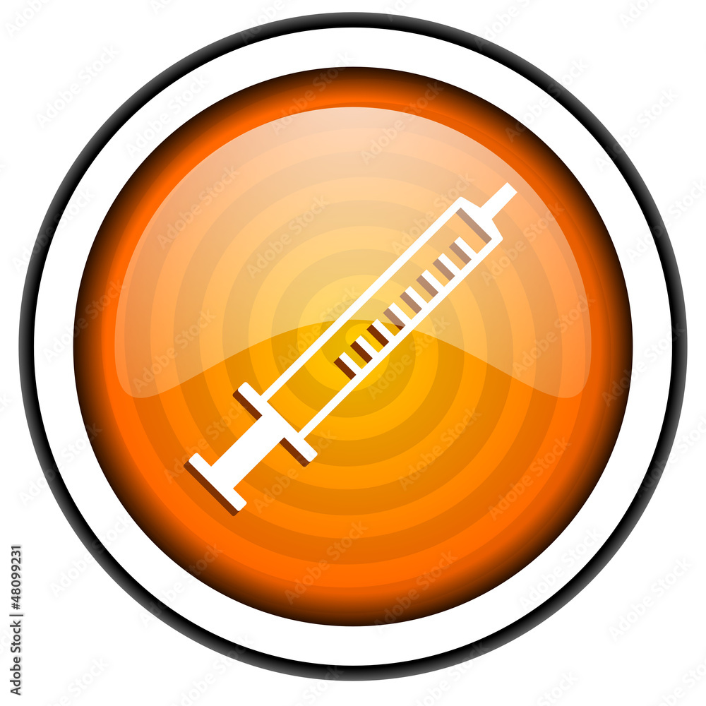 syringe orange glossy icon isolated on white background syringe orange glossy icon isolated on white background