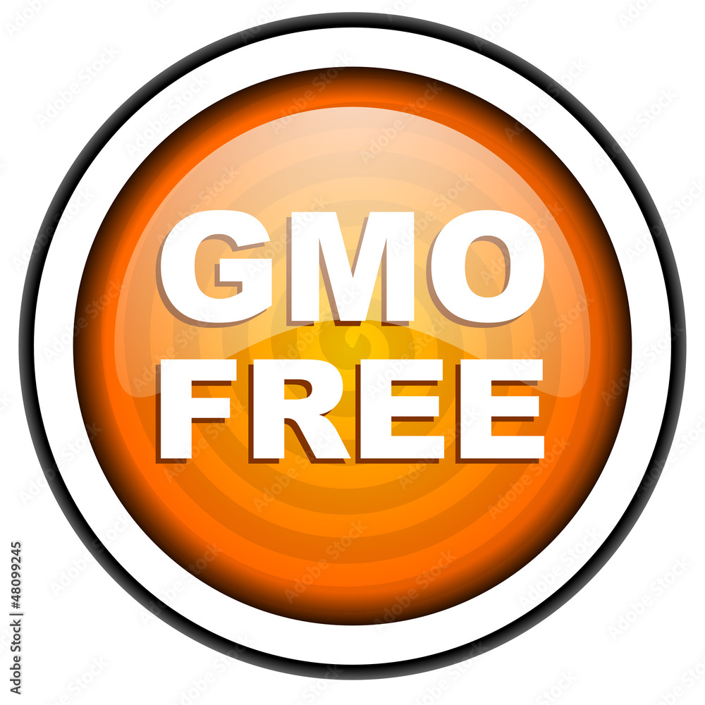 gmo free orange glossy icon isolated on white background gmo free orange glossy icon isolated on white background