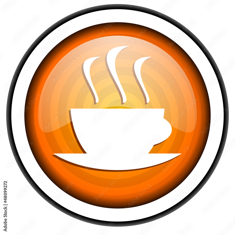coffee orange glossy icon isolated on white background coffee orange glossy icon isolated on white background