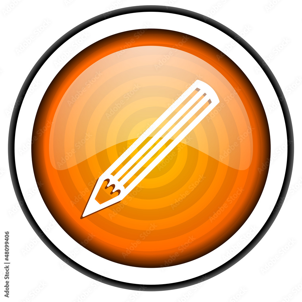 pencil orange glossy icon isolated on white background pencil orange glossy icon isolated on white background