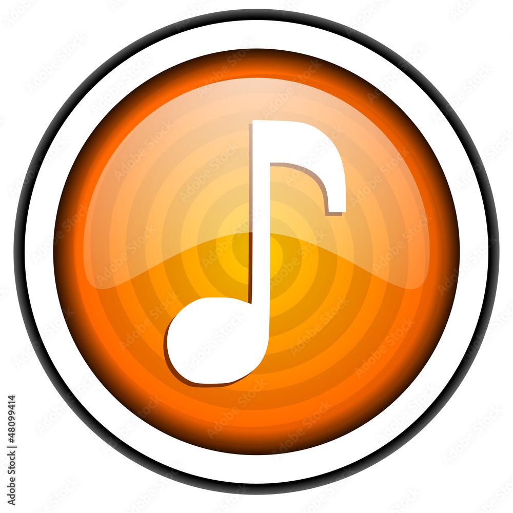 music orange glossy icon isolated on white background music orange glossy icon isolated on white background