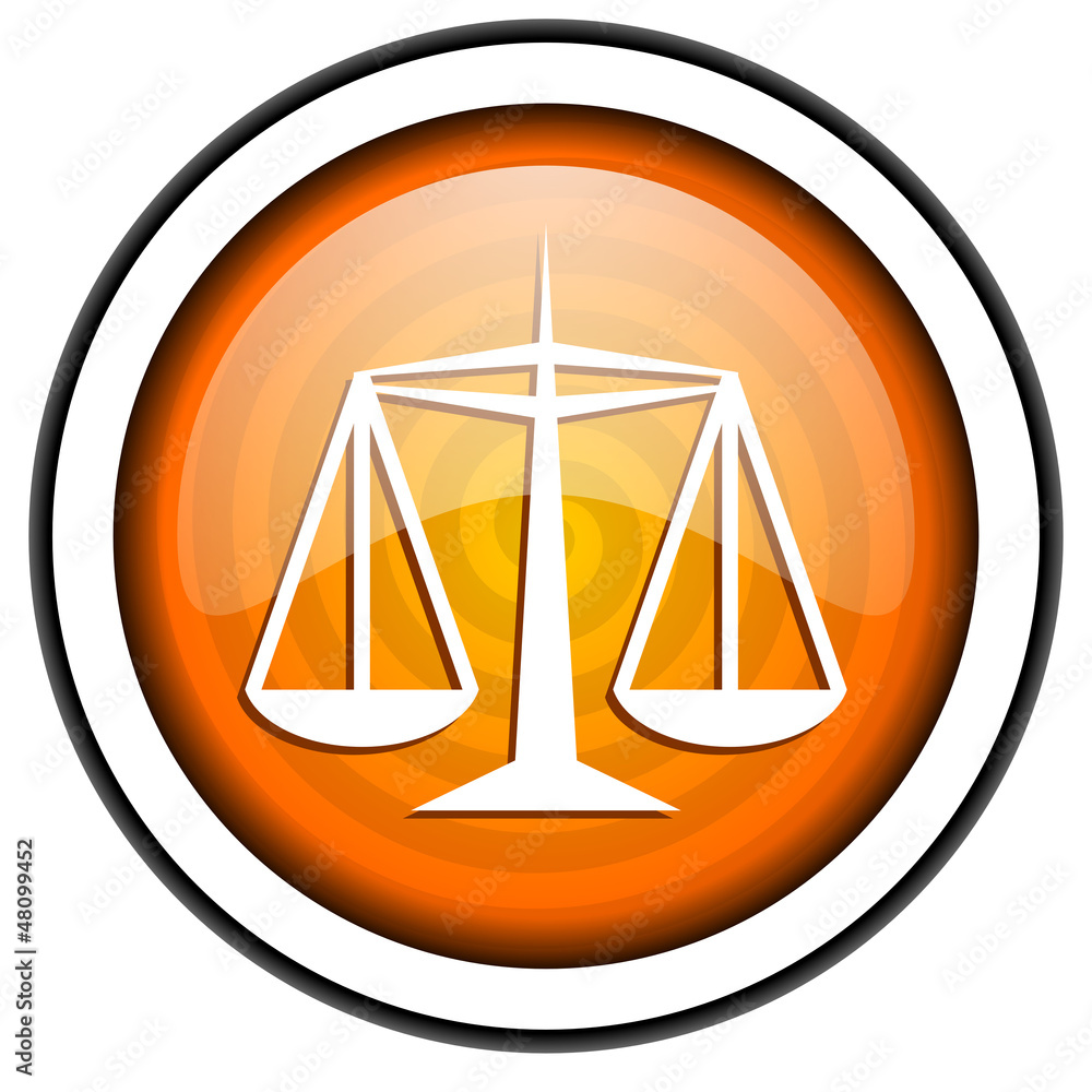justice orange glossy icon isolated on white background justice orange glossy icon isolated on white background