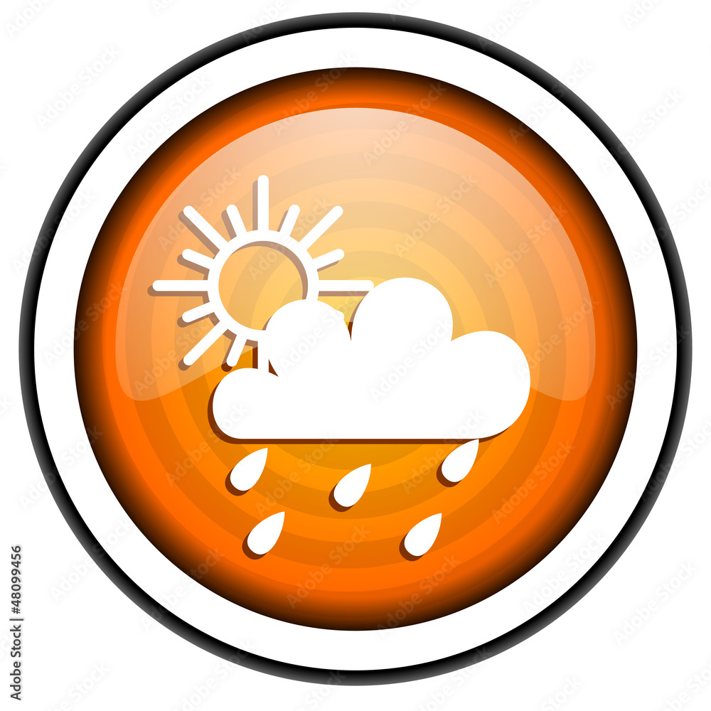 weather forecast orange glossy icon isolated on white background weather forecast orange glossy icon isolated on white background