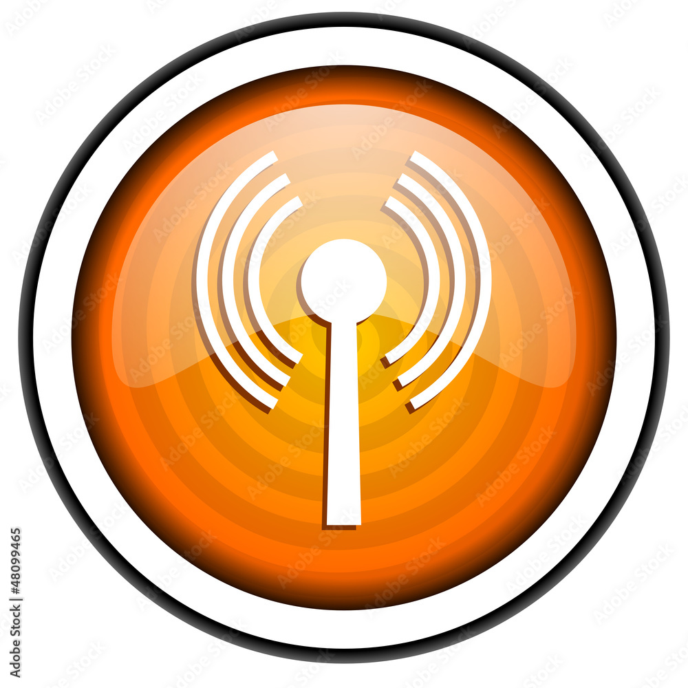 wifi orange glossy icon isolated on white background wifi orange glossy icon isolated on white background