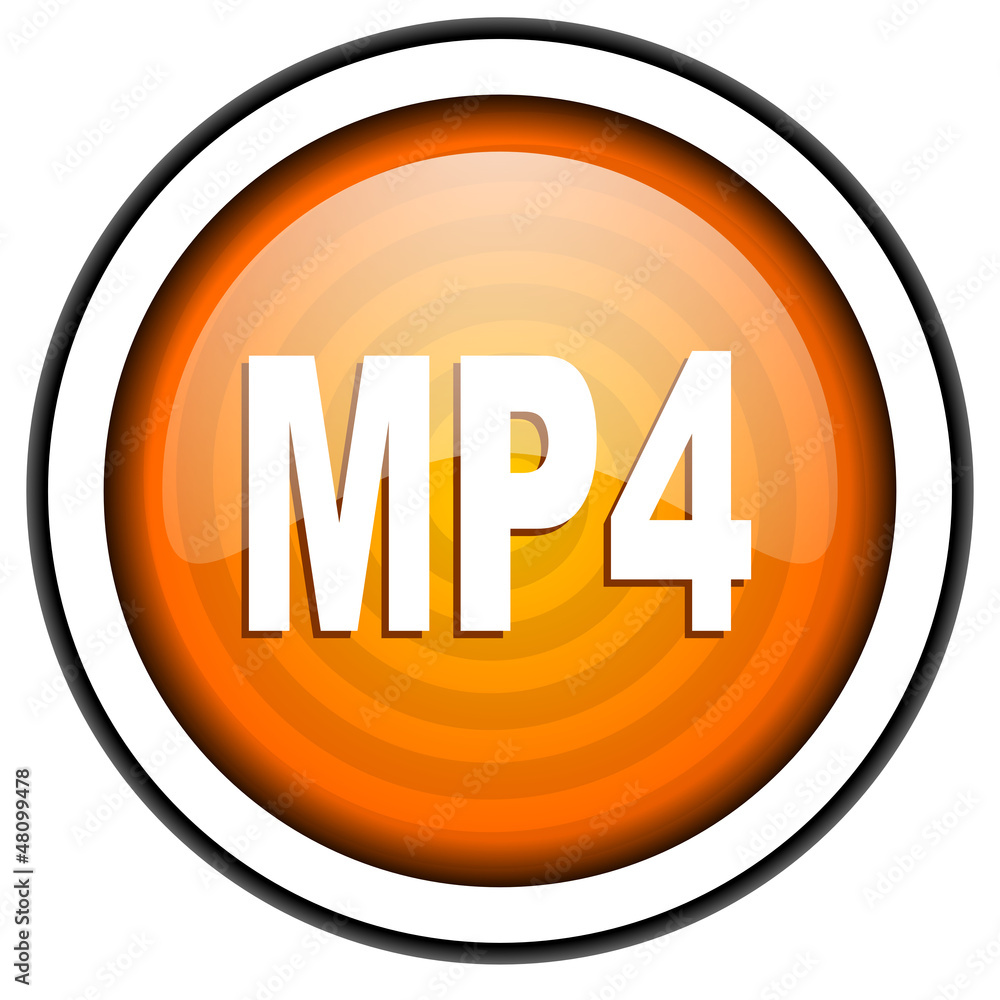 mp4 orange glossy icon isolated on white background mp4 orange glossy icon isolated on white background