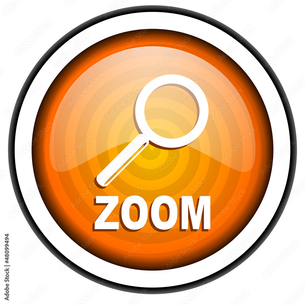 zoom orange glossy icon isolated on white background zoom orange glossy icon isolated on white background