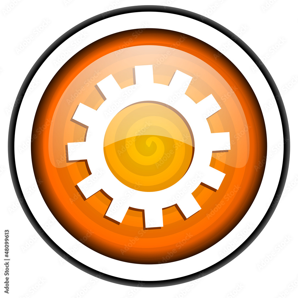 gears orange glossy icon isolated on white background gears orange glossy icon isolated on white background