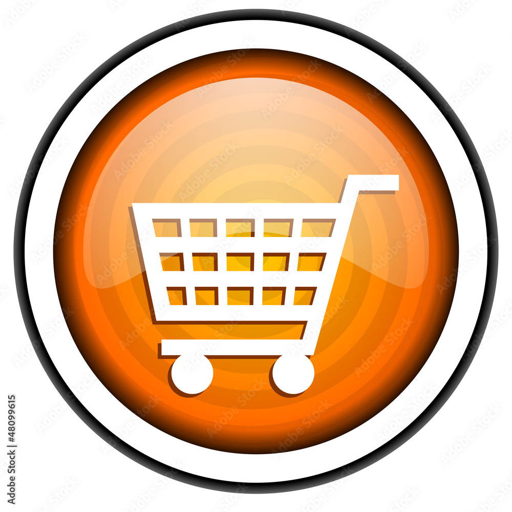 shopping cart orange glossy icon isolated on white background shopping cart orange glossy icon isolated on white background