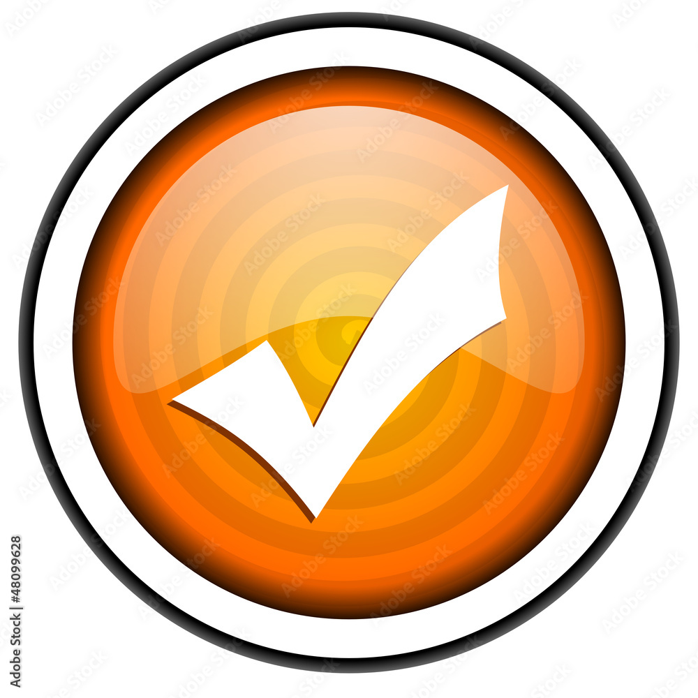 accept orange glossy icon isolated on white background accept orange glossy icon isolated on white background