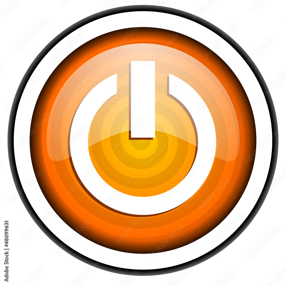 power orange glossy icon isolated on white background power orange glossy icon isolated on white background