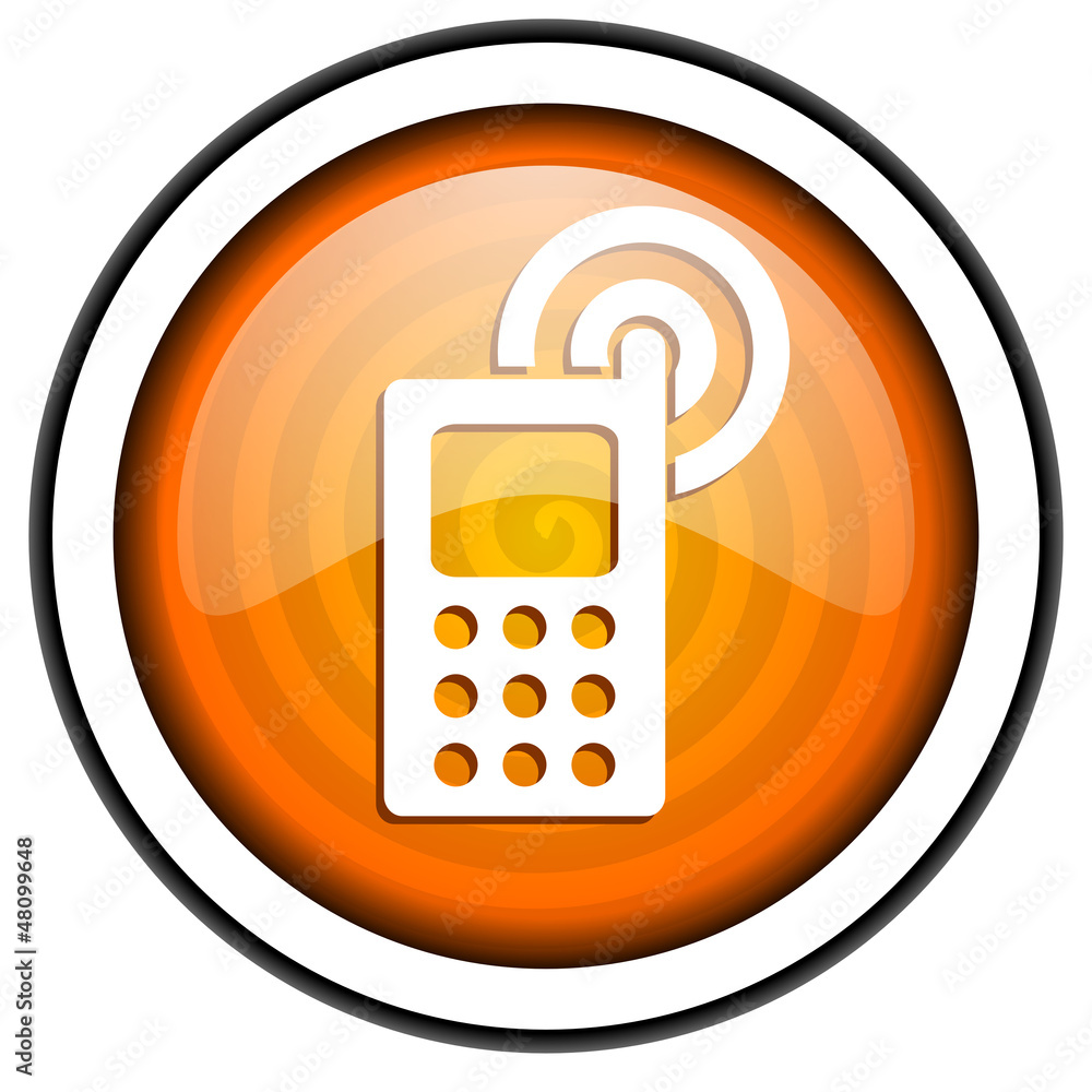 cellphone orange glossy icon isolated on white background cellphone orange glossy icon isolated on white background