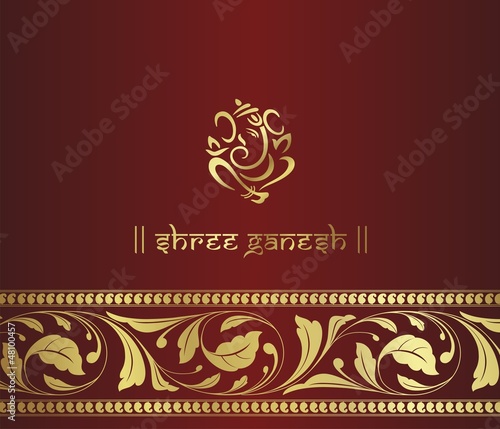 Ganesha, Hindu wedding card, royal Rajasthan, India