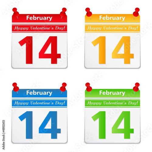 Calendar pages with 14 february