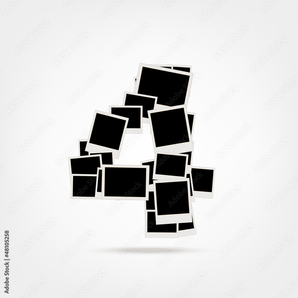 Number four made from photo frames, insert your photos Number four made from photo frames, insert your photos