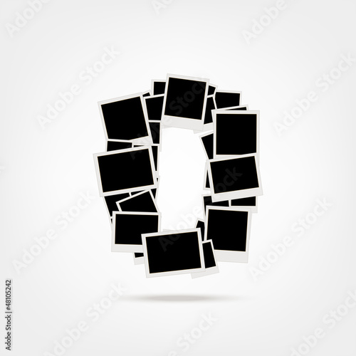 Number zero made from photo frames, insert your photos