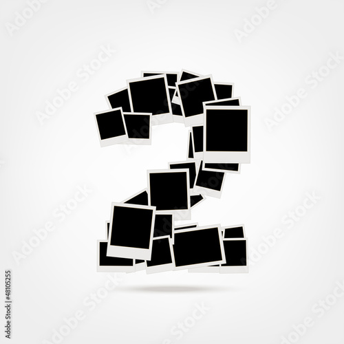 Number two made from photo frames, insert your photos