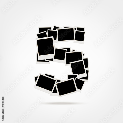 Number five made from photo frames, insert your photos