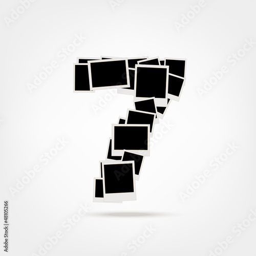 Number seven made from photo frames, insert your photos