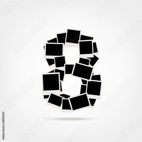 Number eight made from photo frames, insert your photos
