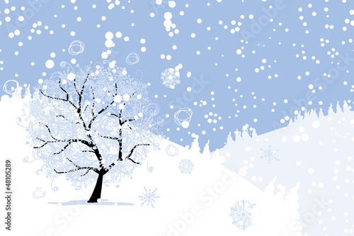 Winter tree for your design. Christmas holiday.