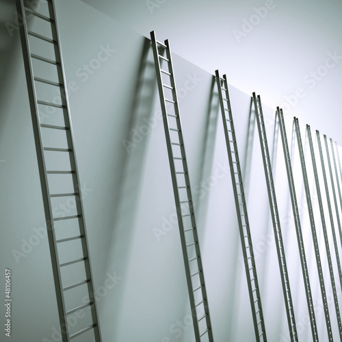 Fototapeta Naklejka Na Ścianę i Meble -  Ladders along the wall