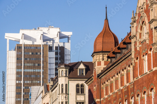 Mix of architectural styles in Katowice downtown, Silesia region