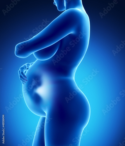 Pregnan woman with fetus lateral view
