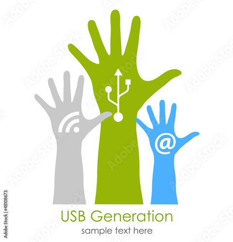 Users hands, social media generation concept