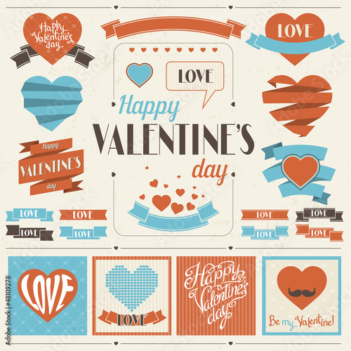 Collection of labels and ribbons in retro vintage style.
