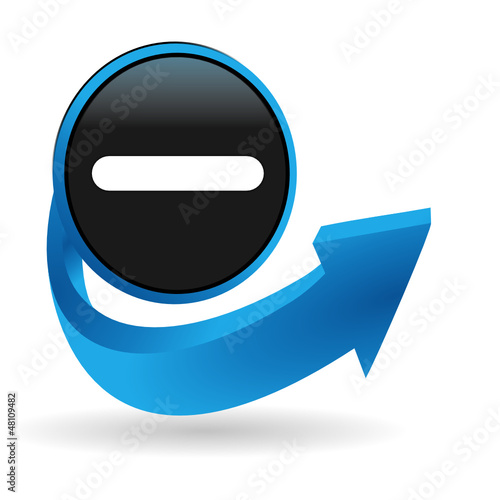 signe moins sur bouton flêche bleue