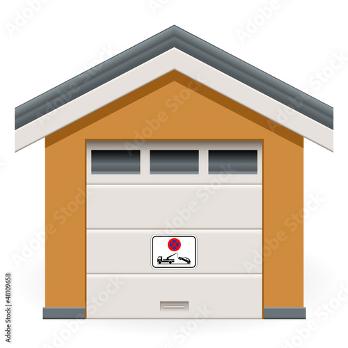 Autogarage mit Schild Parken verboten