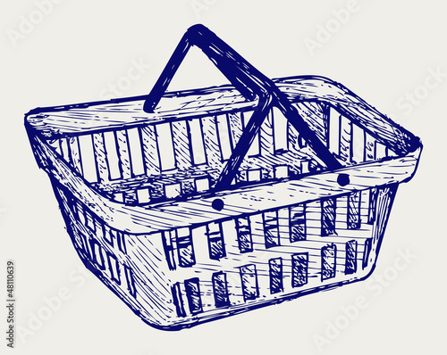 Plastic basket. Doodle style