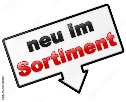 Hinweisschild - neu im Sortiment