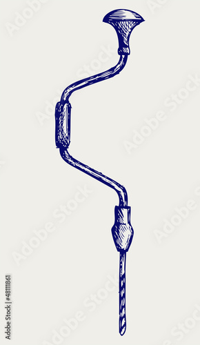 Hand drill. Doodle style