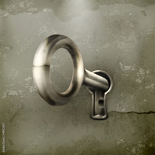 Key in keyhole, old-style