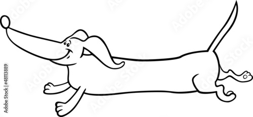 running dachshund cartoon for coloring