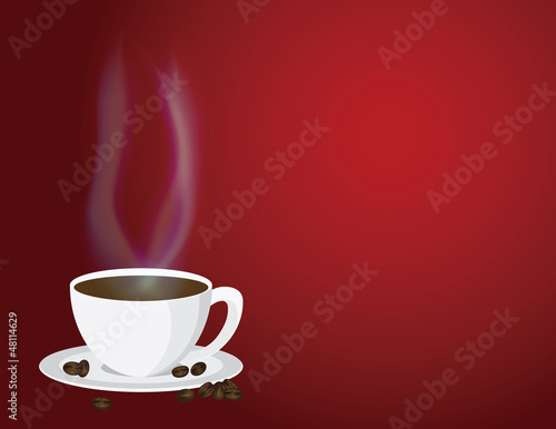 Cup of Steaming Hot Coffee and Beans Illustration