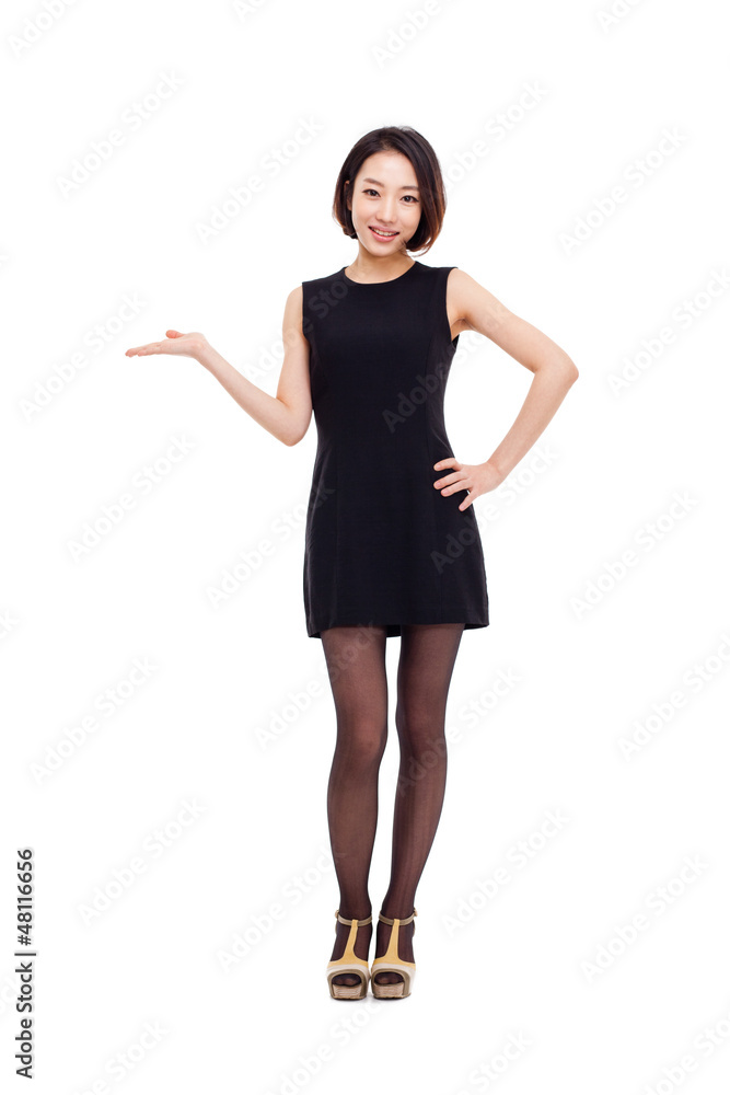 Asian business woman indicate blank space Asian business woman indicate blank space