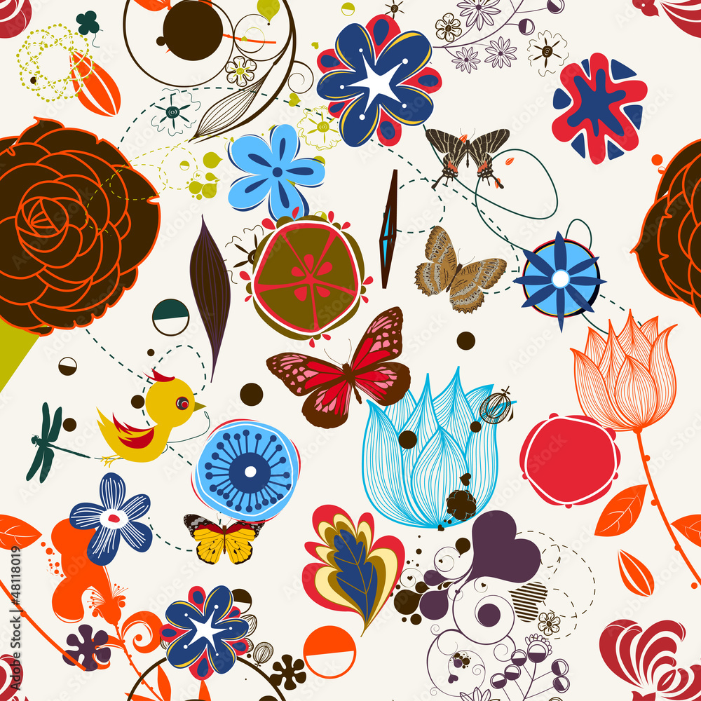 Floral seamless pattern in retro style Floral seamless pattern in retro style