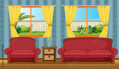 A sofaset and side table