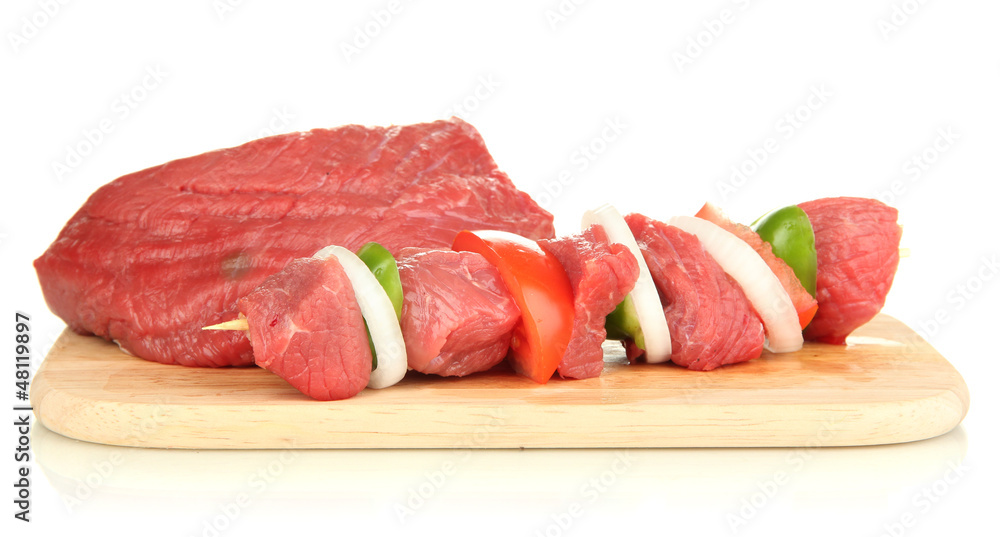 Raw beef meat isolated on white Raw beef meat isolated on white