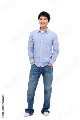 Young Asian man isolated on white background. 