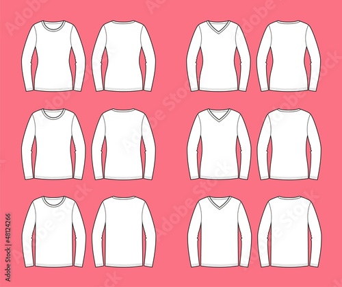 Vector illustration of women's jerseys.Silhouettes and necklines