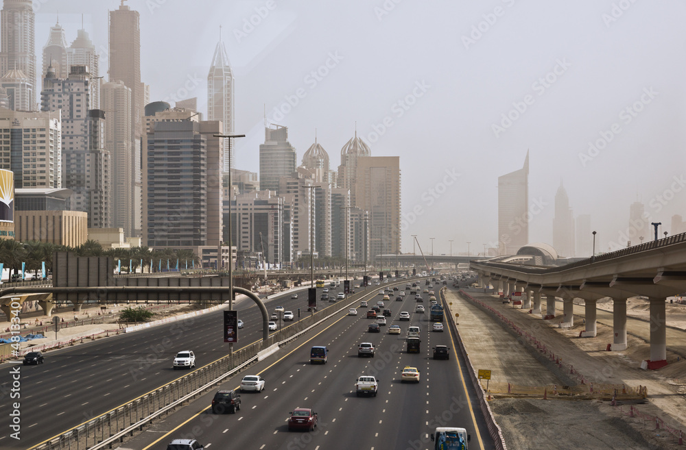 Fototapeta premium Dubai Sheikh Zayed Road from Metro Station