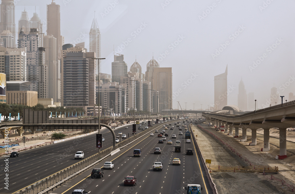 Dubai Sheikh Zayed Road from Metro Station
