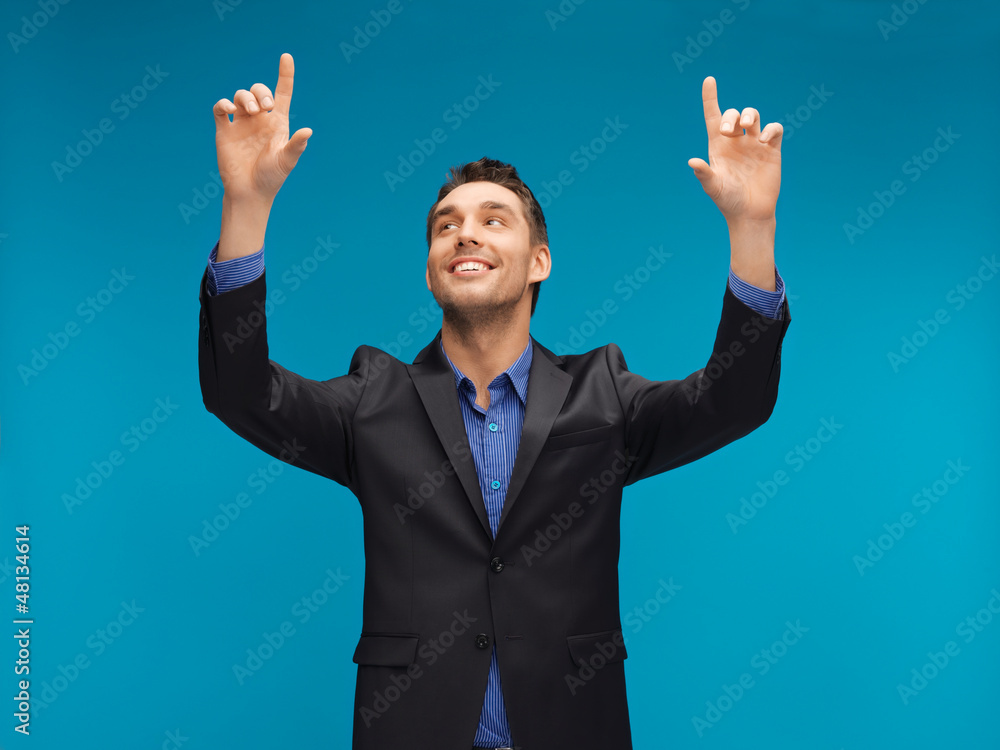 man in suit working with something imaginary man in suit working with something imaginary