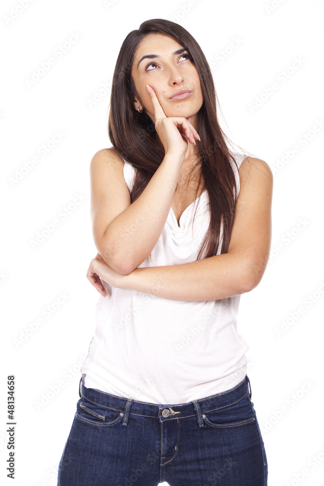 Portrait of beautiful young woman wondering about the copyspace Portrait of beautiful young woman wondering about the copyspace