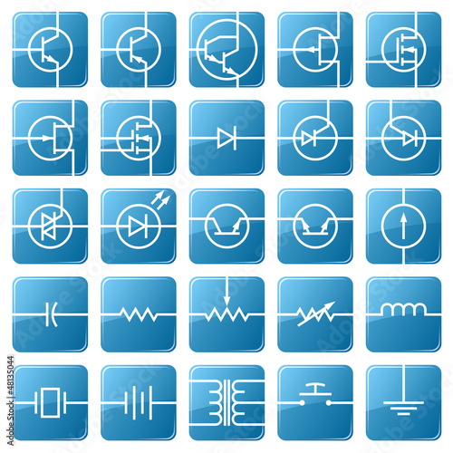 Icon set of electrical circuits.